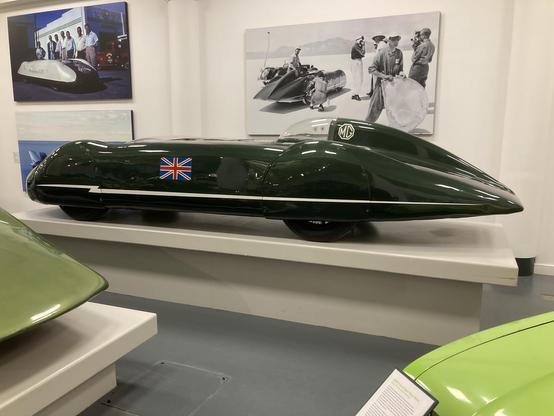 MG EX135 streamlined speed record car, front quarter view