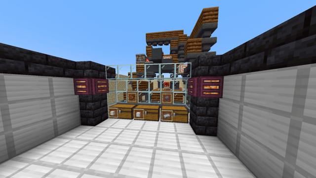 made a system for iron farms that turns the poppies and ingots into bone blocks, and white shulkers full of iron blocks, with a bonus ingot chest for easy access