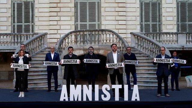 Acte dels presos de l'1-O reivindicant l'amnistia el febrer del 2021 (EFE/Quique García)