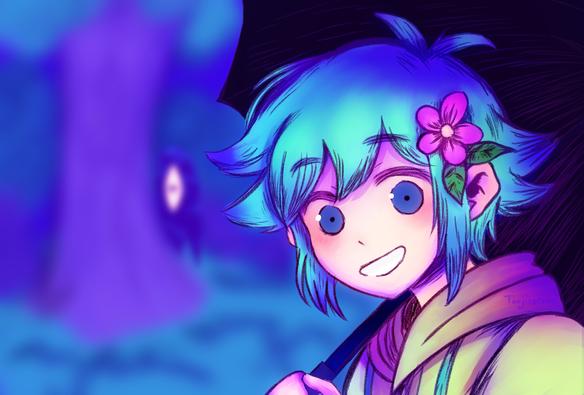 Basil from Omori in the forest. Something behind the tree