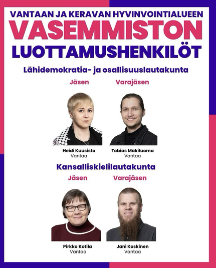 ”✨Lähidemokratia- ja osallisuuslautakunta varsinainen jäsen Heidi Kuusisto ja varajäsen Tobias Mäkiluoma.