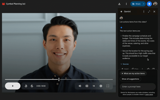 Google Drive Gemini AI video summarization