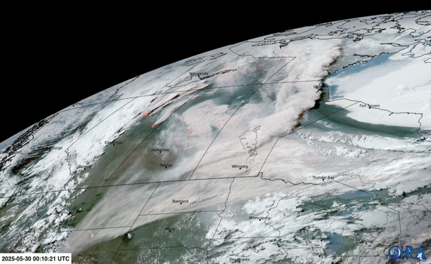 GOES-19 GeoFire RGB Imagery valid 0010Z Friday May 30, 2025
