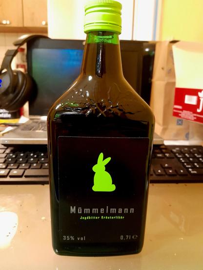A bottle of Mümmelman herb liquor, a Jägermeißter analog.