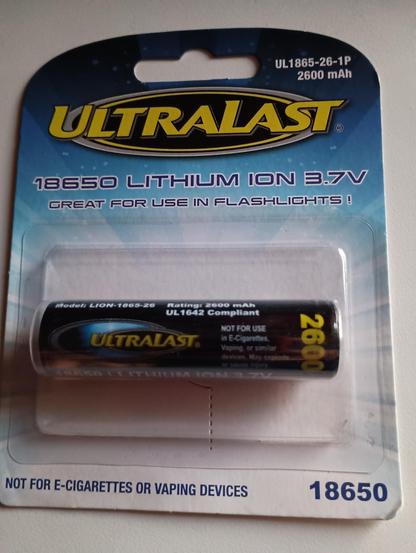 2600mAh 3.7V lithium ion battery, in packaging