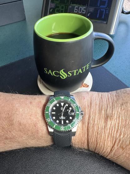 wristwatch selfie w/coffee mug