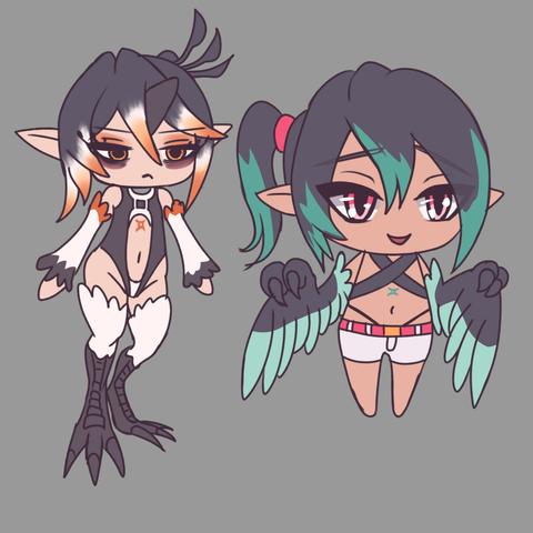 Chibi versions of the quoted image. One is in 1:3 head to body ratio, the other is 1:2 heads.