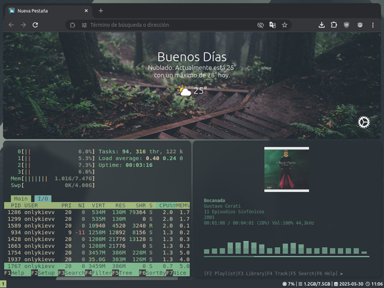 i3wm con varias ventanas abiertas