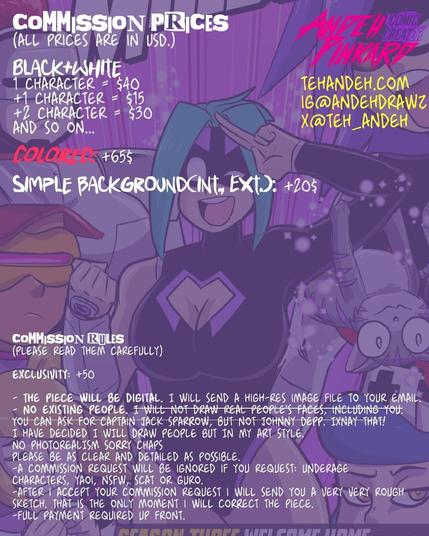My commission prices list