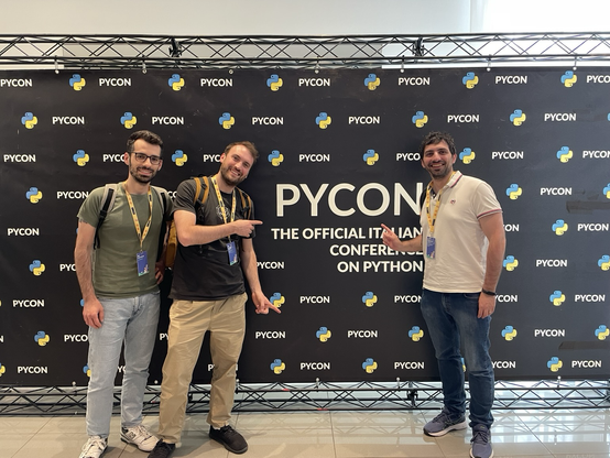 Me and a couple of colleagues at PyCon Italy