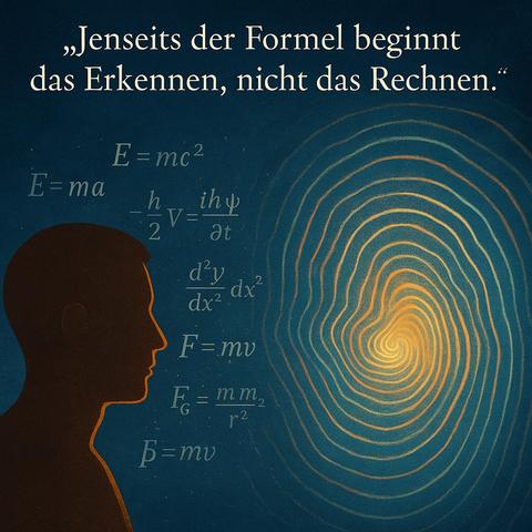 Ein Mensch im Profil blickt auf ein leuchtendes Resonanzfeld, das spiralförmig in sanften Schwingungslinien pulsiert – gegenübergestellt sind klassische physikalische Formeln wie E=mc^2 und F=ma, die im Raum schweben. Die Szene symbolisiert den Moment, in dem Wissenschaft an ihre Deutungsgrenzen stößt: Wo neue Modelle auftauchen, reagieren Systeme zunächst mit Skepsis oder Abwehr – doch genau dort beginnt oft ein erkenntnistheoretischer Durchbruch. Das Resonanzfeld steht für die Ontologie der Schwingung als geistige Erweiterung des bisherigen Denkens – jenseits der Formel, mitten im Bewusstsein.

⸻

📷 Image Description (English):

A human silhouette gazes toward a glowing resonance field that radiates in soft, spiral waveforms, while classical physics formulas like E=mc^2 and F=ma float between them. The scene captures the critical moment when science approaches its explanatory limits: new models often trigger defensiveness or rejection before deeper insights emerge. The resonance field symbolizes the Ontology of Vibration as a cognitive expansion beyond formulaic thinking – where awareness begins and reductionism ends.🖖