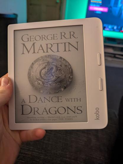 A photo of my next read. A Dance With Dragons.
