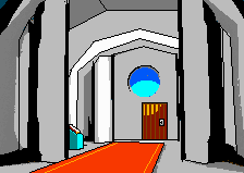 Image of a hallway in NES style