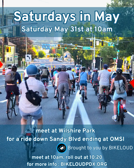people on bikes riding down Sandy Blvd