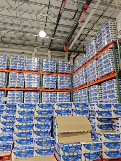 Several shelves filled with toilet paper