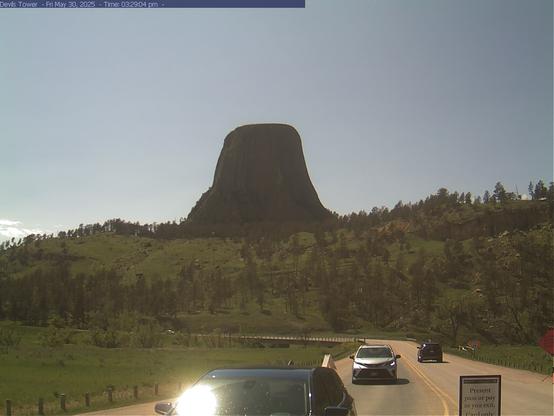 This webcam updates every 30 seconds to show a still image of live conditions at the park. This view is the first of the Tower for visitors entering the park just before crossing the Belle Fourche River.