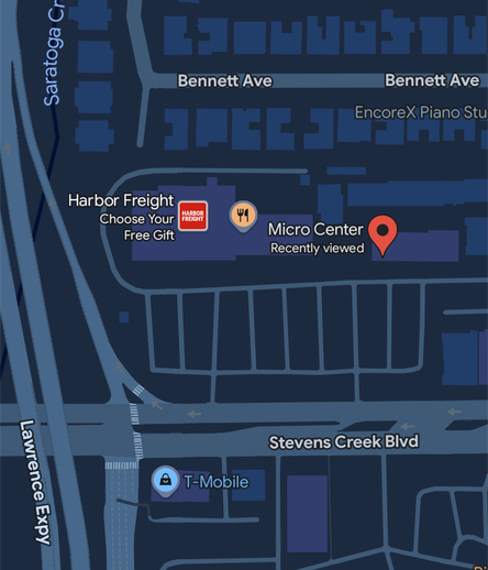 Google map of Lawrence and Stevens Creek