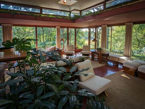 One of a series of photographs taken at a state park in Iowa that features a Frank Lloyd Wright-designed home.