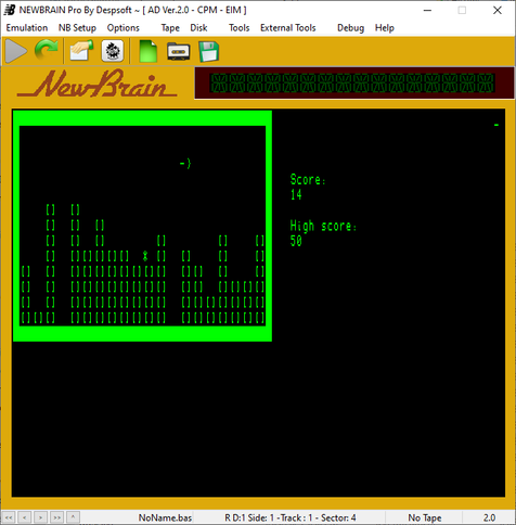 Grundy NewBrain emulator playing bomber real time interactive z-machine game.
