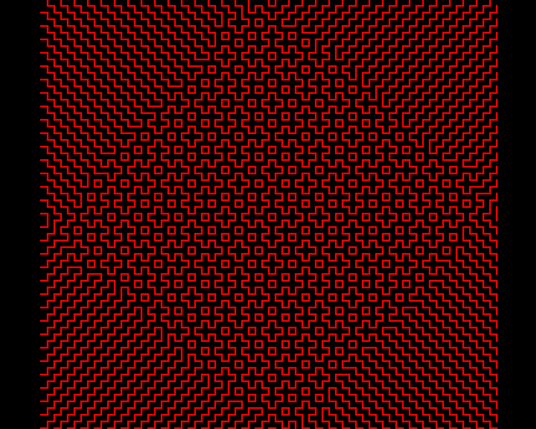 BBC Micro Bot graphics output - 4th order Fibonacci Snowflake generated from a 68x68 permutation matrix