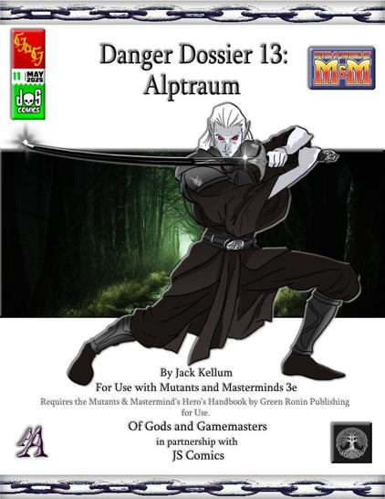 A pale elfin figure in dark clothes wielding a curved black sword, on a dark forest background.
