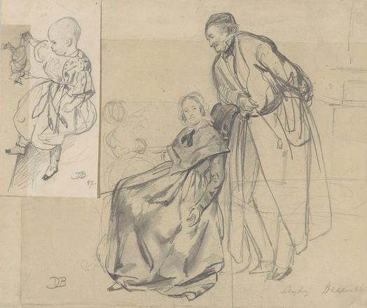 Schoonouders Roelants-Lewe van Middelstum met hun kleinzoon Egbert, David Bles, 1846
