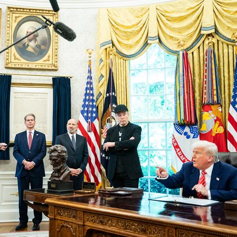 President Trump showed support for Elon Musk during the news conference.