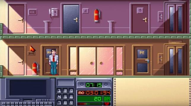 Screenshot vom Spielbeginn. Spieler steht als Geschäftsführer im Bürogebäude seiner Speditionsfirma