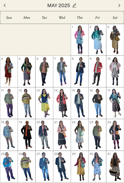 A month of selfies of me in a calendar format in the app Indyx.