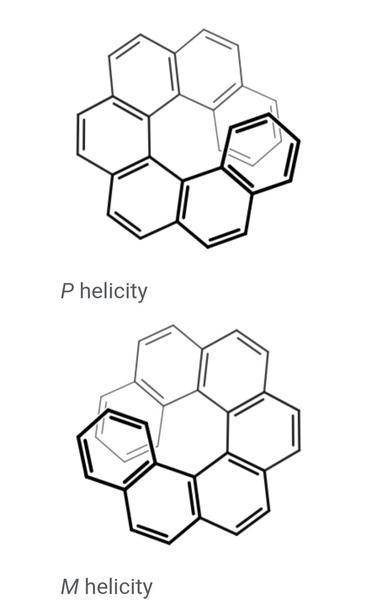 Skizze: P- und M-Helizität