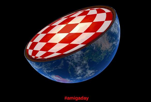 La planète Terre coupée en deux. On ne voit que la moitié inférieure et une Boing Ball s'affiche sur la partie coupée !