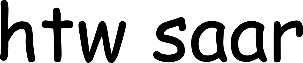 Logo der HTW Saar. Die Schriftart wurde durch Comic Sans ersetzt. Das Logo besteht nur aus dem Namen: htw saar in kleinbuchstaben