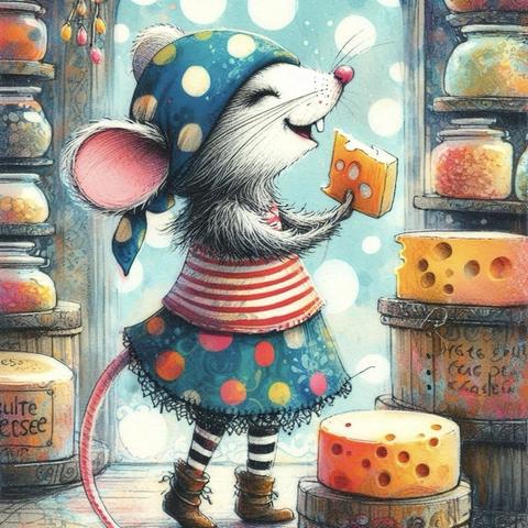 KI-Bild (DALL•E3):

Miss Meeps heute frühmorgens in einem der edlen Delikatess-Läden: Käse soweit das Auge reicht und einer leckerer als der andere. Meeps probiert sich durch und hat schon eine lange Wunschkäseliste im Kopf!
