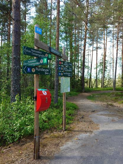 Trail signs in the forest