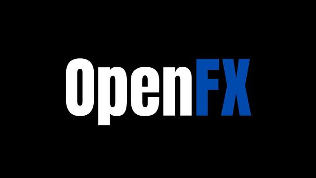 The text "OpenFX" on a black background.