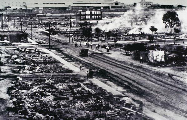 Ruins of Greenwood, after the Tulsa Massacre. By Unknown author - Unknown source, Public Domain, https://commons.wikimedia.org/w/index.php?curid=65817500