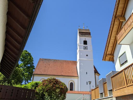 Bavarian village and church tower
