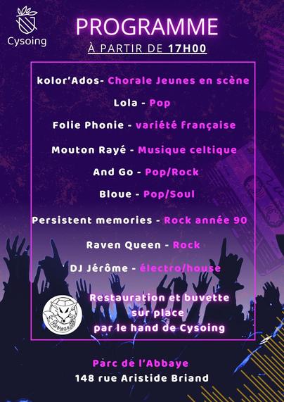 Programme de la fête de la musique de Cysoing