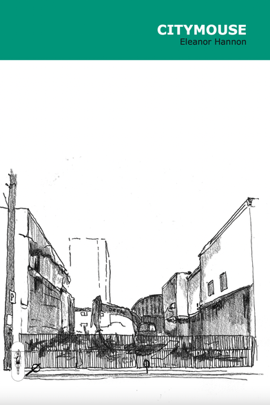 Book cover for Citymouse by Eleanor Hannon (Conundrum Press), with a black and white drawing of a street scene against a white background. A green band across the top of the image contains the title and author text. A series of interlocking memories about people and places in a Halifax neighbourhood. Hannon has always lived here, and within that is a history of buildings in her life that have disappeared. As people and neighbourhoods change, the memories of how things were is increasingly challenging to conjure (but no less loved). Citymouse examines the ways that we begin to mourn places and experiences before we’ve lost them. https://conundrumpress.com/product/citymouse/