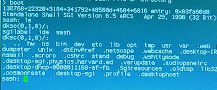 An SGI command monitor screen showing listing of the drive contents.