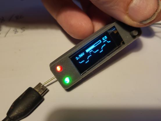 The Nano Probe is a combined logic probe and miniature oscilloscope. Designed as an easy to use tool for watching the outputs of a logic or microprocessor system, when you don't want to lug a large piece of test equipment to your small PCB

The Nano Probe is run from your test PCB's supply, either 5V or 3.3V, This means that is is always ready, and will automatically configure itself for the required logic levels. It contains two LED's indicating High or Low and these will only illuminate when the threshold of the logic level is exceeded.

A 3D printed case is available to download. The Nano Probe does not come with a case.

&nbsp;