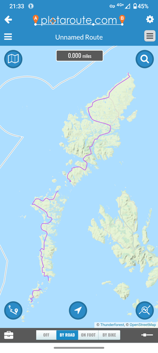 Map of the Outer Hebrides shows the Hebrides Cycle Route a purple line running the length of the island chain.