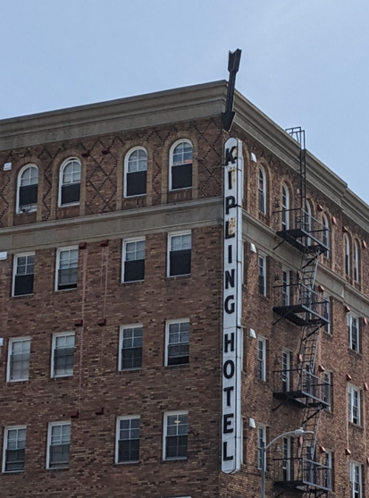 Vertical sign on the Kipling Hotel