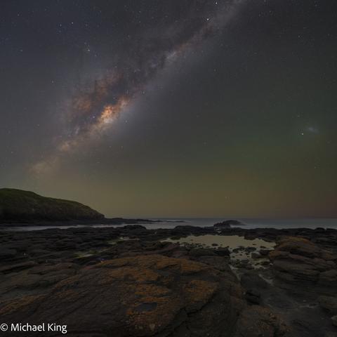 The Milky Way core rises over Bass Strait at Flinders