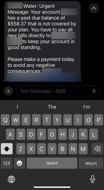 Screenshot of the alert Cat received from her water department.