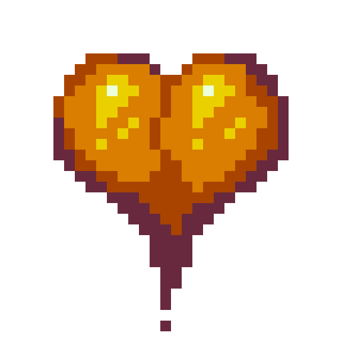 orange pixel art heart