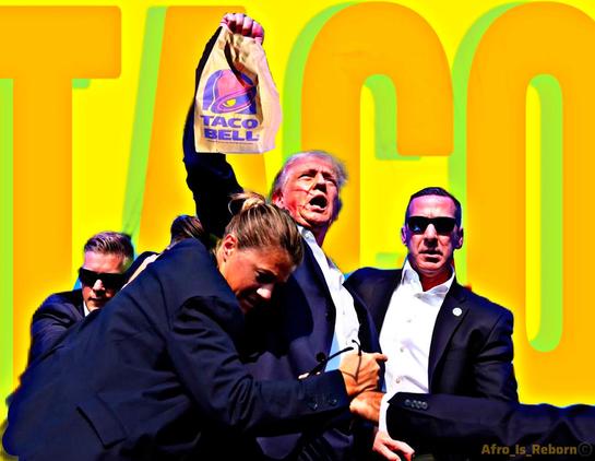tangerine tyrant holding taco bell bag