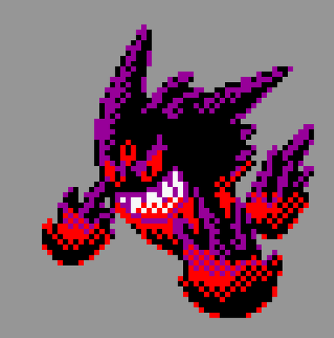 pixel art of mega gengar in pokemon gold/silver style
