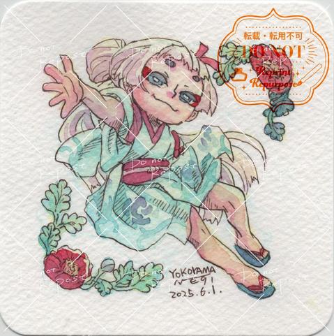 創作キャラクター、芥子の花の縁飾りの中心で手を差し伸べている少女画