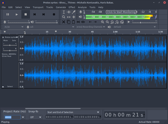 screenshot of audacity with nord theme